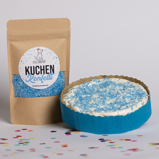 Kuchen-Konfetti in Blau – Backdekor für Hunde